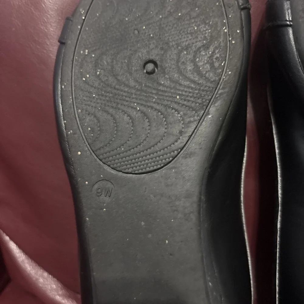 Harborsides Memory Foam Wide‎ Flats Size 9w Black Leather Slip On